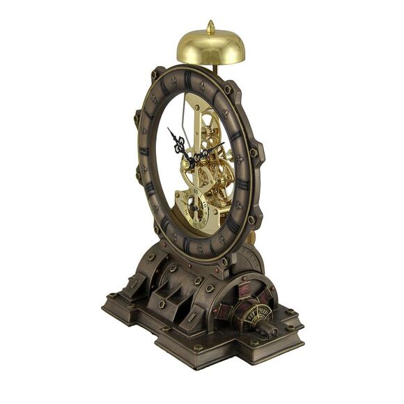 Time's Gate Metallized Steampunk Generator Desktop Striking Clock - Picture 2 of 3